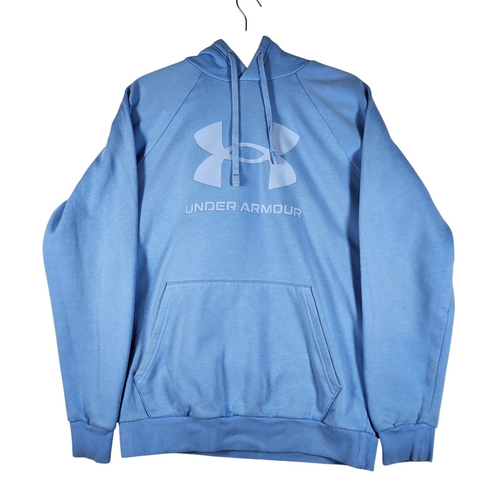 Under Armour Men's Blue Logo Hoodie Fleece‎ Pullover Size S
